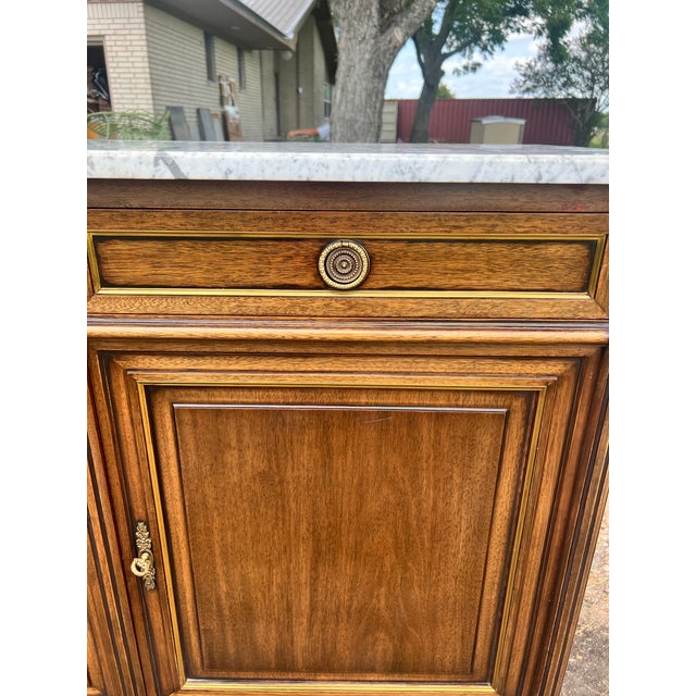 Late 19th Century French 19th Century Louis XVI Mahogany Carrara Marble Top Two Door Buffet For Sale - Image 5 of 12