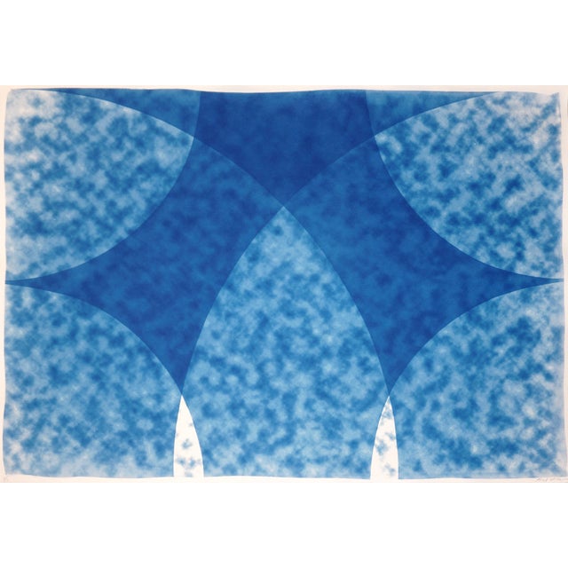 2026, Abstract Astronomy, Handmade Cyanotype Monotype in Blue, Parting of the Sky on Watercolor Paper For Sale