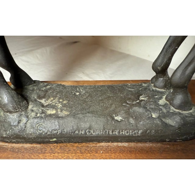 Vintage 1973 Aqha Solid Bronze Wood All Around Youth Horse Riding Trophy Award For Sale - Image 10 of 12