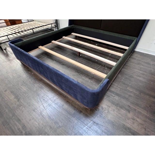Blue Eastern King Sapphire + Emerald Velvet Bed Frame, Custom For Sale - Image 8 of 12