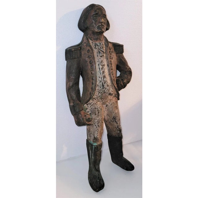 19Thc original painted George Washington cast iron make do door stop or sculpture.This was a make do from a pair of iron...