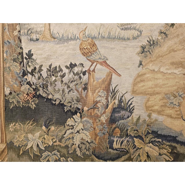 Vintage French Aubusson Tapestry, Hand-Woven Wool, Forest Scene, 72" X 96" For Sale - Image 13 of 18