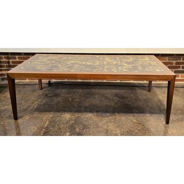 Mid-Century Modern Danish Modern Rosewood & Tile Coffee Table Vintage For Sale - Image 3 of 12