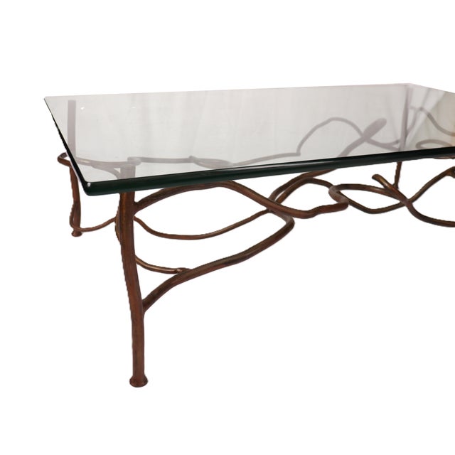 Vintage Eric Powell Bronze and Glass Coffee Table For Sale - Image 4 of 17