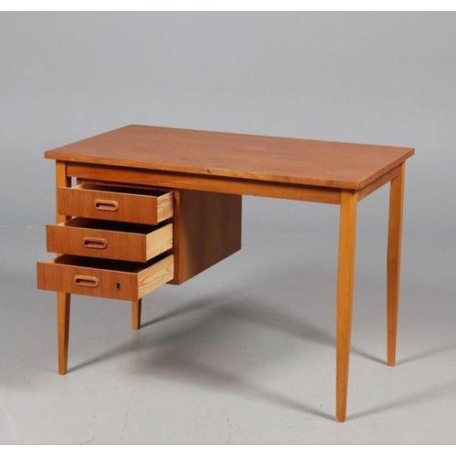 Mid-Century Modern Teak Desk with Side Drawers, 1960s For Sale - Image 3 of 5