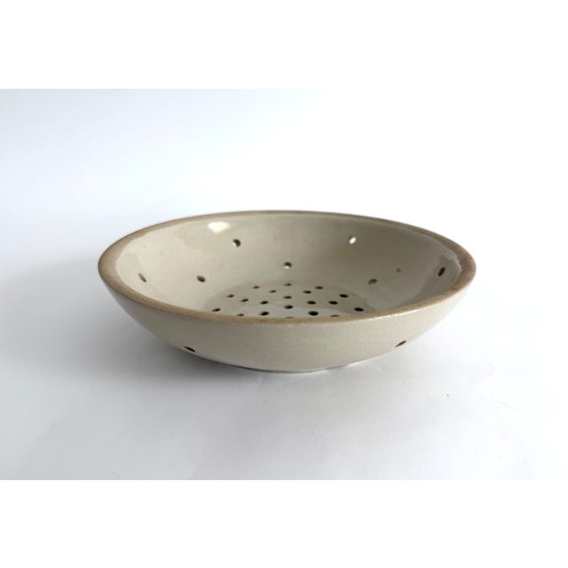 French Country Vintage French Glazed Stoneware Berry Bowl or Cheese Strainer For Sale - Image 3 of 6