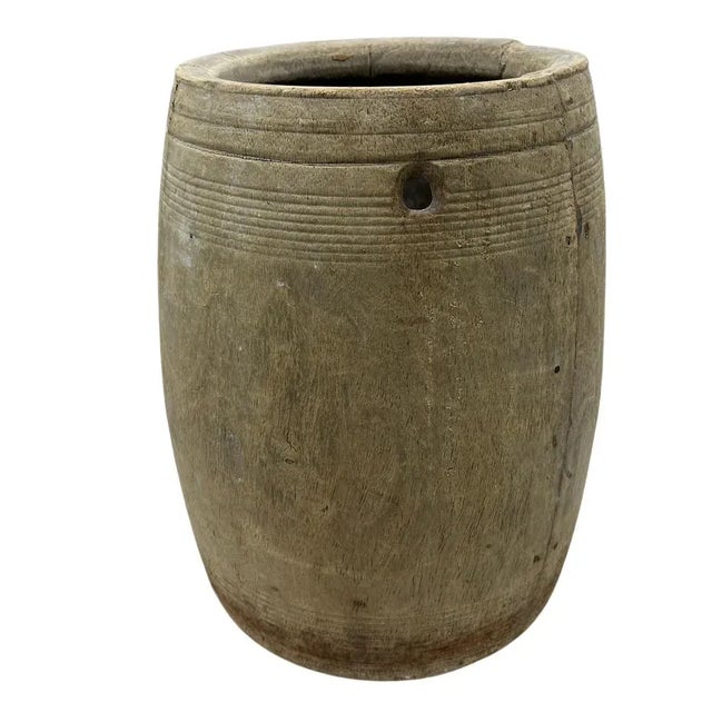 Farmhouse Vintage Indian Wood Vessel For Sale - Image 3 of 5