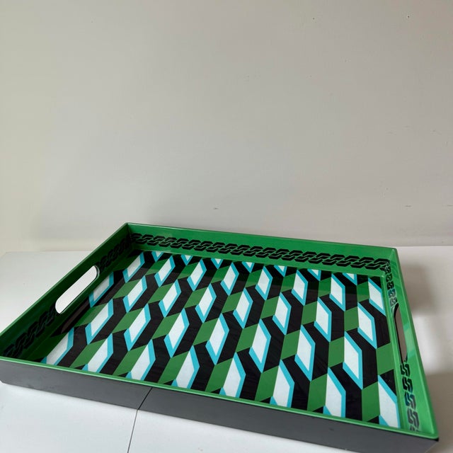 Mid-Century Modern Diane Von Furstenberg Geometric Tray For Sale - Image 3 of 8