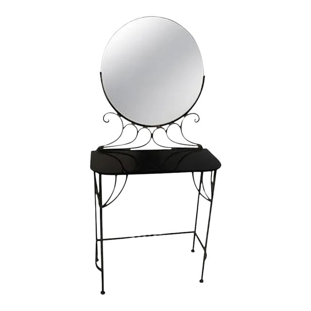 Art Deco Wrought Iron Vanity and Chair by Ferro Brandt For Sale