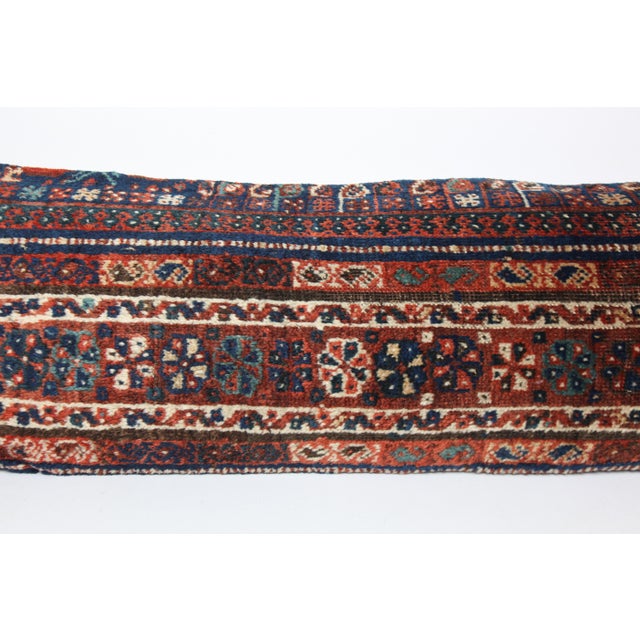 Early 20th Century Antique Handwoven Shiraz Rug Pillow Cushion -16'' X 47'' For Sale - Image 5 of 9