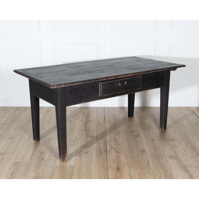 19th Century Early 20th Century Swedish Country Pine Kitchen Table in Black For Sale - Image 5 of 10