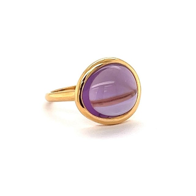 Contemporary Mid 20th Century Fred of Paris Belles Rives Amethyst 18k Rose Gold Ring - Size 5.5 For Sale - Image 3 of 7