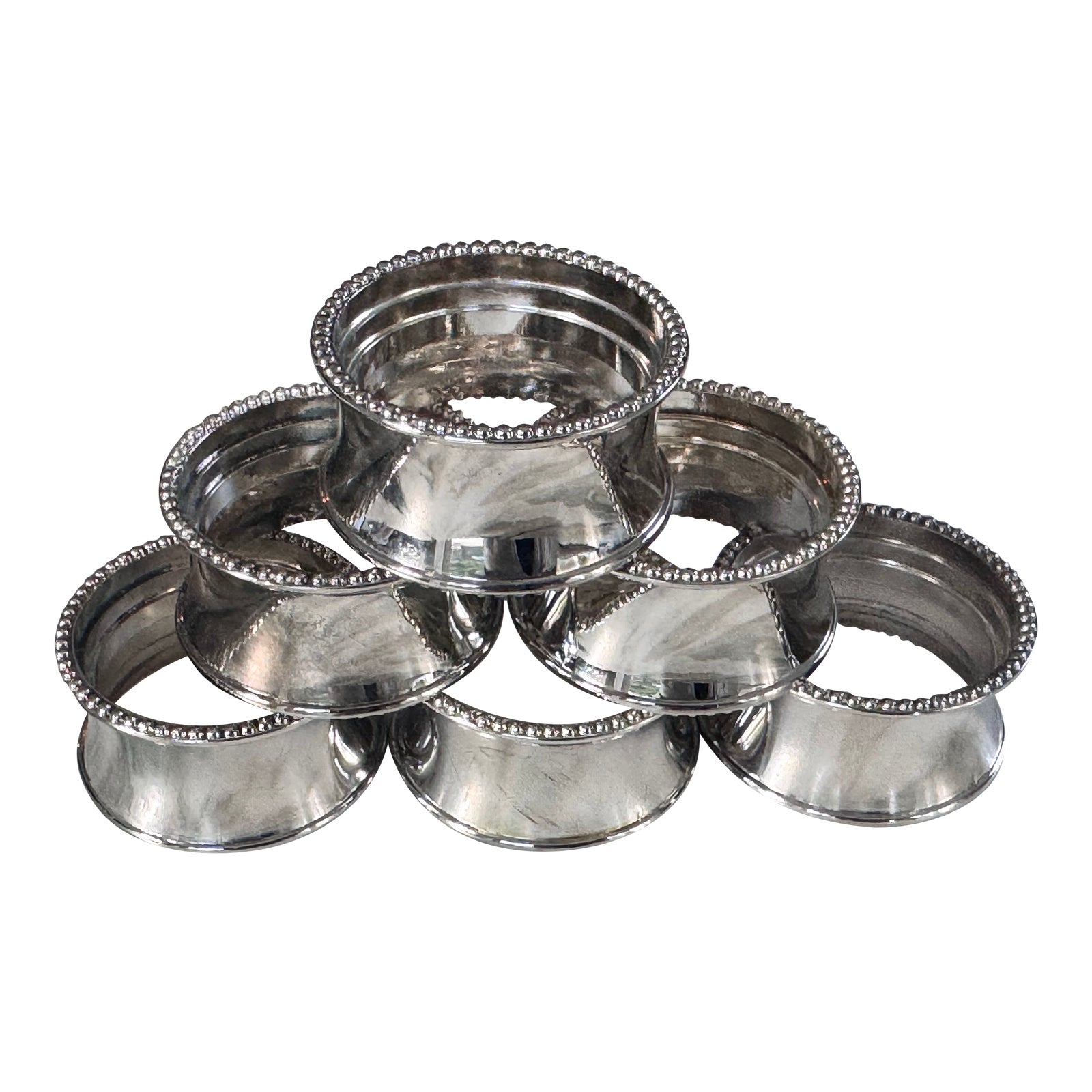Silver Plated Vintage Napkin Rings - Set of 6 | Chairish