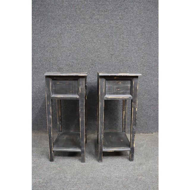 Pair of Country Style Black Painted Nightstands For Sale - Image 12 of 12