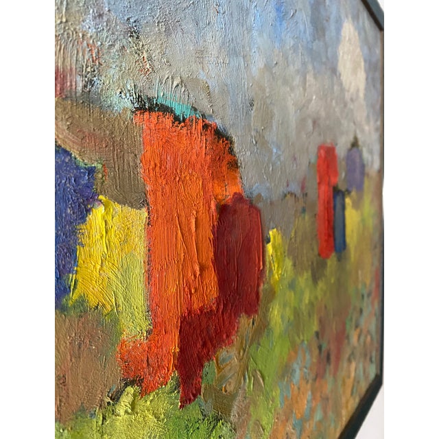 Abstract Mid 20th Century “Structures” Abstract Rustic Landscape Oil Painting by Charles F. Holman, Framed For Sale - Image 3 of 9