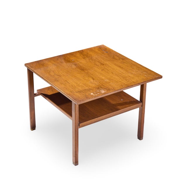 Edward Wormley for Dunbar Mid Century Walnut and Brass Side End Tables - Pair For Sale - Image 10 of 12