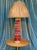 This elegant Spanish deep red glazed ceramic table lamp from the 1950s features stylized draped leaf decorations. Mounted...