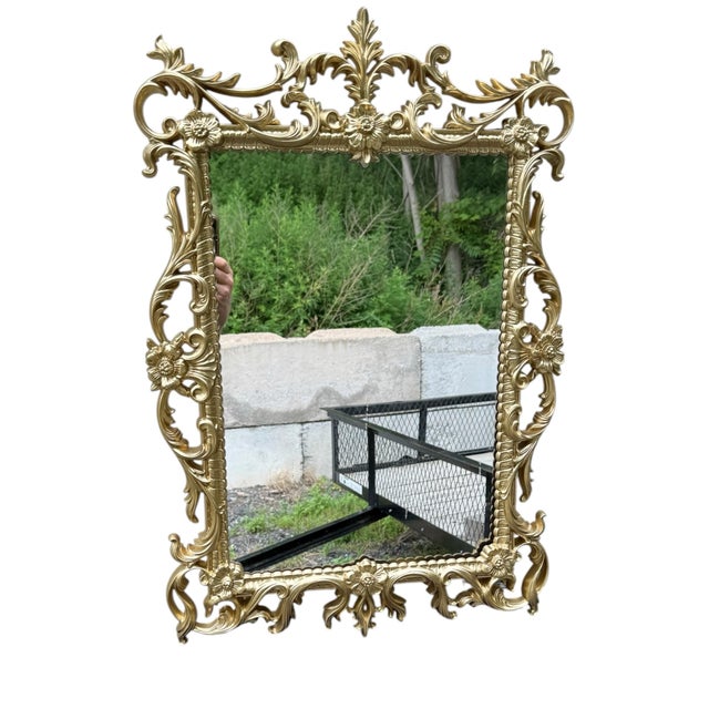 Turner Authentic Vintage Turner Hollywood Regency Gold Rococo Wall Mirror For Sale - Image 4 of 8