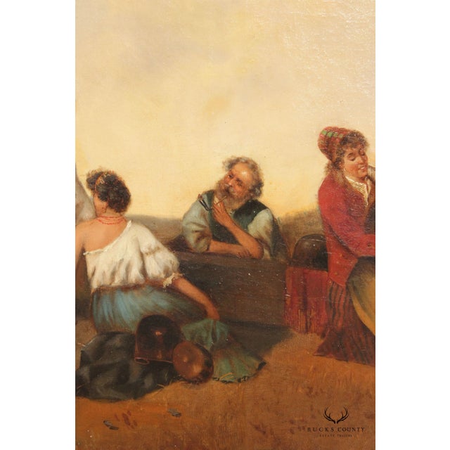 Antique 19th C. Hungarian Countryside Festive Scene Oil on Canvas, After Ferencz Szabo For Sale In Philadelphia - Image 6 of 13