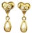 Chanel Vintage Gold Plated CC Heart Pearl Tear Drop Dangle Clip on Large Earrings For Sale