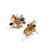 Gemstone Bochic "Orient" Vintage Retro Multi Gem Burst Earrings Set 18K Gold & Silver For Sale - Image 7 of 18