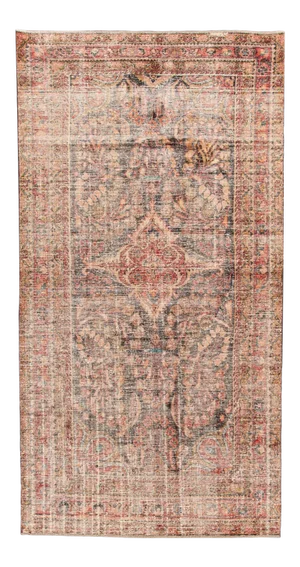 Vintage Malayer Blue and Red Handmade Medallion Destressed Wool Runner