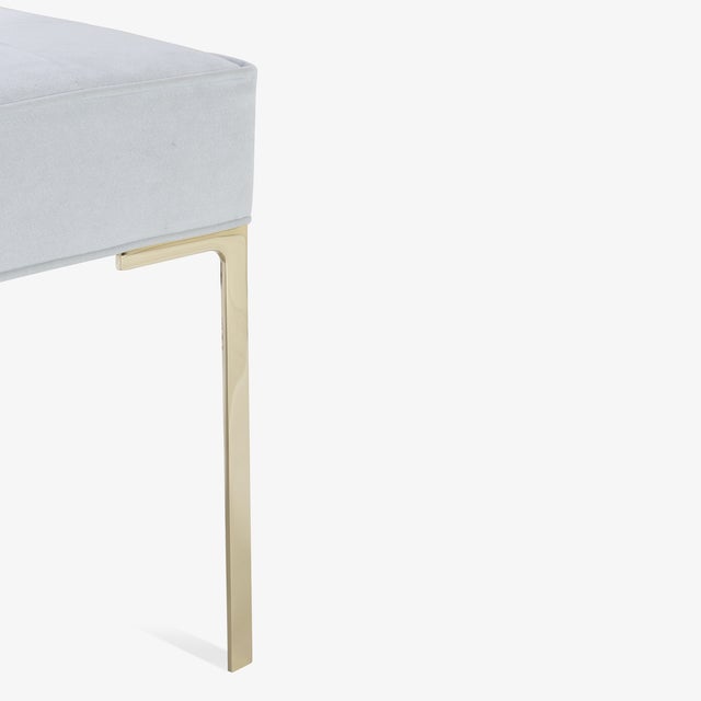 Astor 60" Tufted Brass Bench in Dove Luxe Suede by Montage For Sale In New York - Image 6 of 9