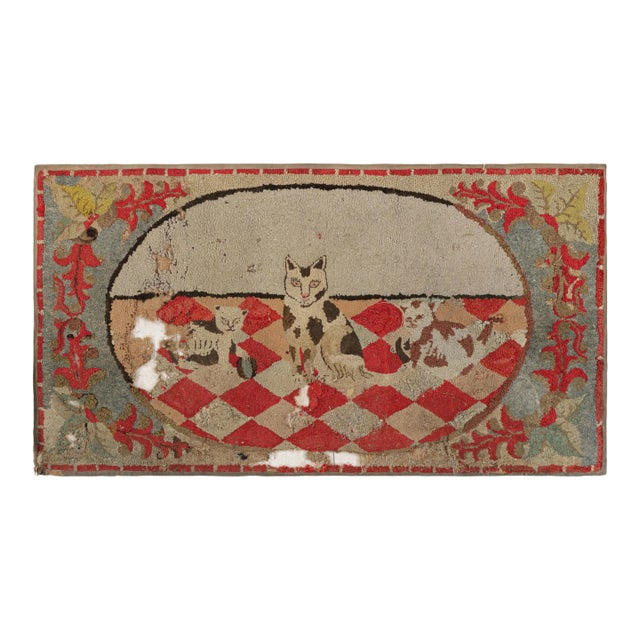 Antique Hooked Rug With Animal Pictorials and Floral Patterns, From Rug & Kilim For Sale