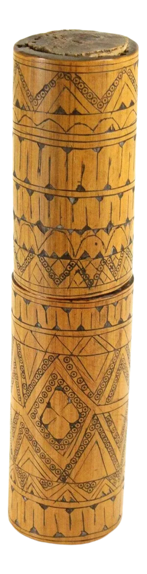 Late 19th Century Carved Wood Lime Container Indonesia # 2