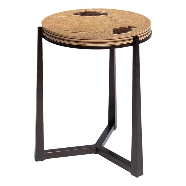 16" Round Fossil Drink Table 9305t For Sale