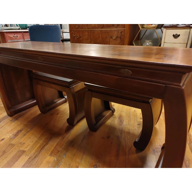 Transitional 1970s Console Table With Benches - Set of 3 For Sale - Image 3 of 12
