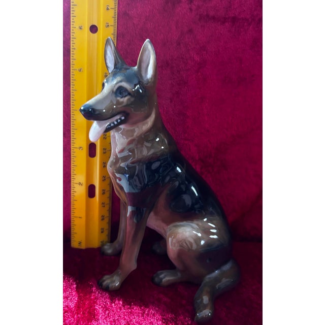 1950s Vintage Rosenthal Germany Hand Painted German Shepherd Dog Figurine For Sale - Image 5 of 12