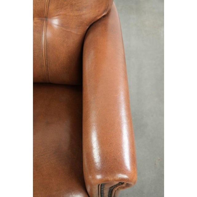Brown Club Chair in Sheepskin Leather For Sale - Image 8 of 13