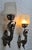 Pair Vintage Art Nouveau Deco light Old Lamp Lion Mermaid Wall Sconces Fixture Brass & Star Glass Shade Light Lamp...