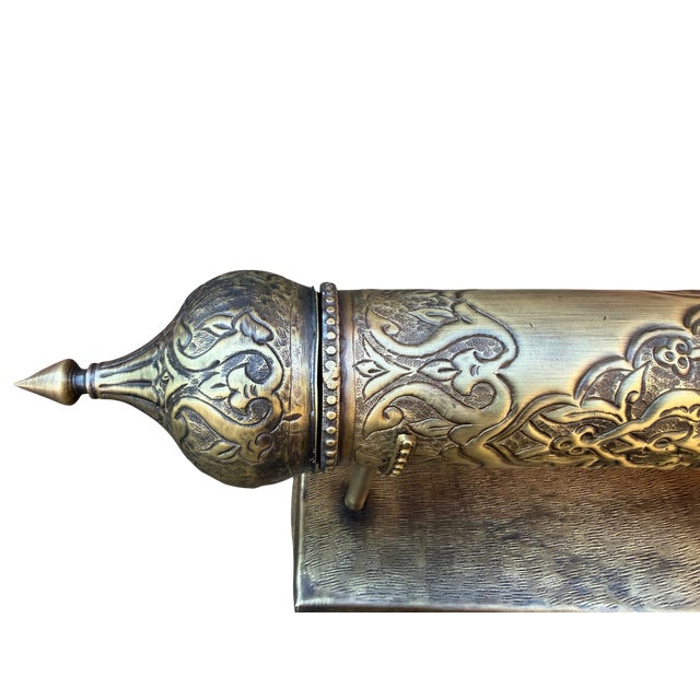 Hand-Forged Brass Scroll Case; Historically reserved for the royal messengers of the Ottoman and Eastern courts, the...