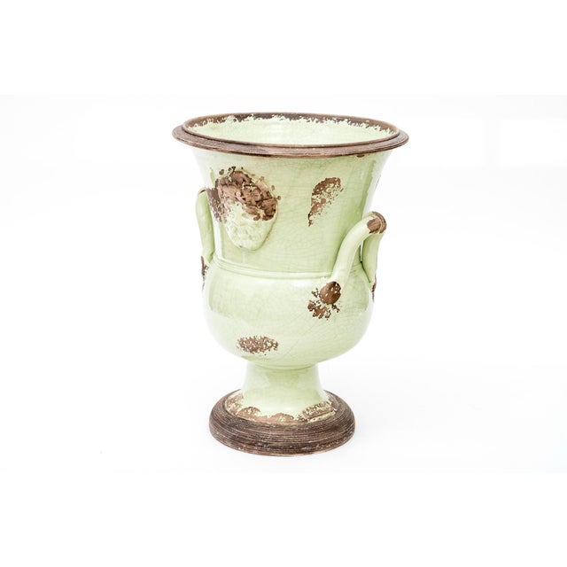 Ceramic Vintage Neoclassical Glazed Italian Ceramic Campana Form Urn For Sale - Image 7 of 7