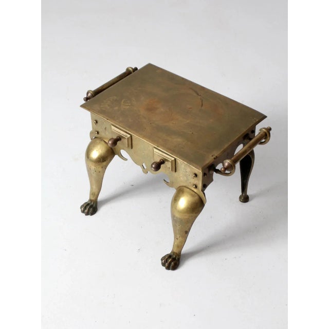 Farmhouse Antique Brass Footman For Sale - Image 3 of 10