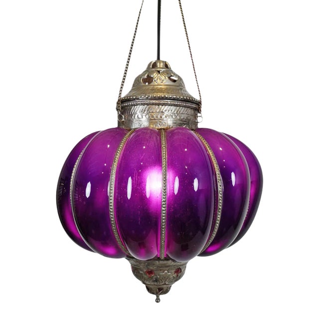 Vintage Purple Pumpkin Lantern For Sale