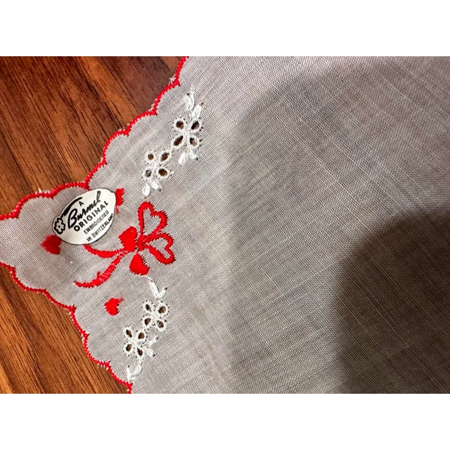 Mid-Century Modern Mid 20th Century Vintage Burmel Original Cotton Embroidered Handkerchiefs Set of 3 For Sale - Image 3 of 11