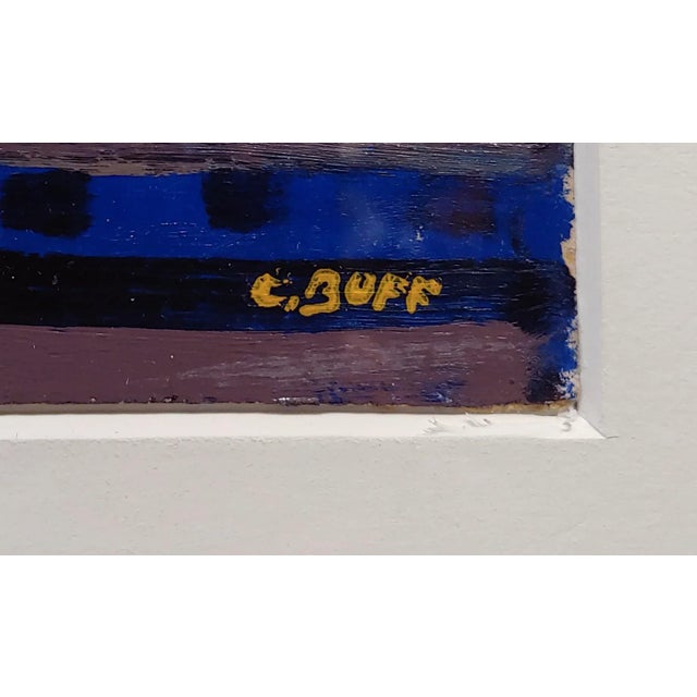 1960s Conrad Buff - Hard Edge in Yellow, Black & Blue -Modernist Oil Painting For Sale - Image 5 of 8