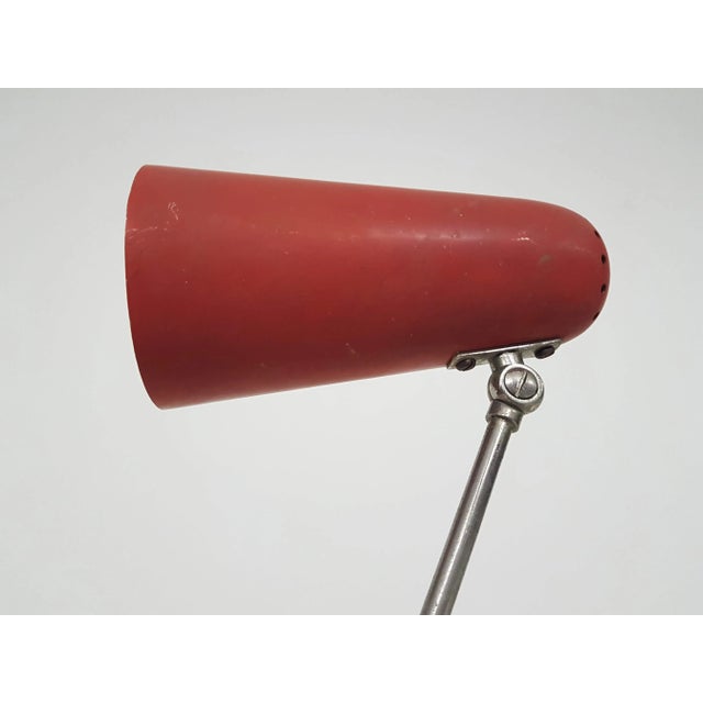 Red Red Metal Desk Light, 1950s For Sale - Image 8 of 9