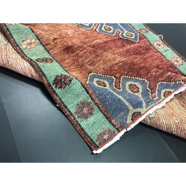 Vintage Turkish Oushak Ethnic Wool Runner Rug For Sale - Image 4 of 11