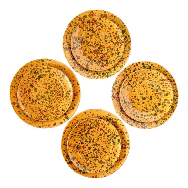 Vintage Splatterware Dinner and Salad Plates, Made in Italy for Neiman Marcus For Sale