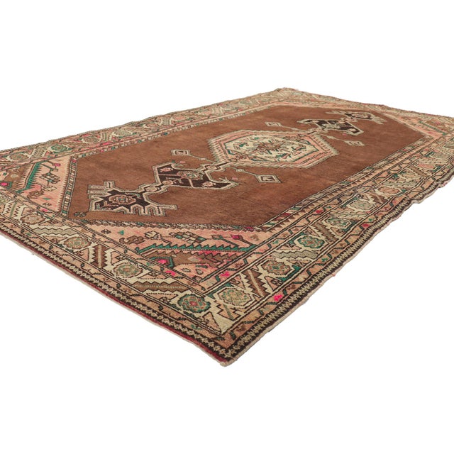 75745 Vintage Persian Nahavand Hamadan Rug, 04’05 x 07’07. Like a relic of an ancient world imbued with the whispers of...