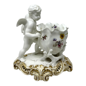 Antique English Moores Brothers Porcelain Blanc De Chine Cherub Centerpiece 19Ct