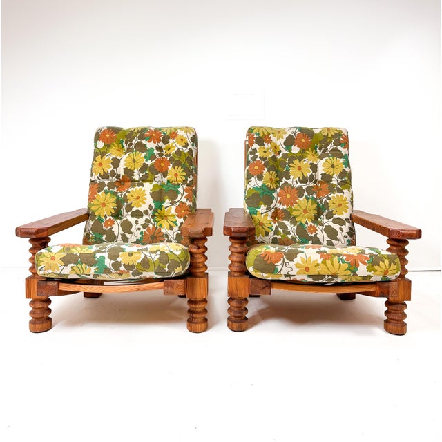Mid-Century Modern Pair of 1970s Swedish Pine "Tälja" Lounge Chairs by Sven and Christian Larsson For Sale - Image 3 of 11