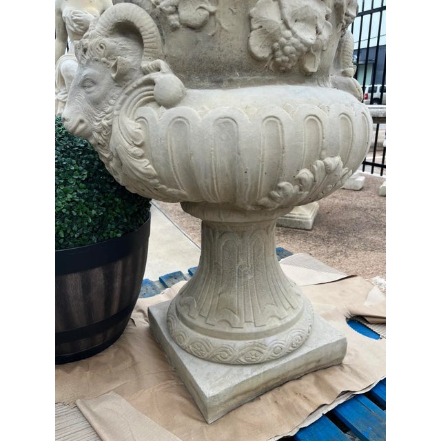 Gray Pair of Large French Cast Garden Vases After the Models of Jean-Baptiste Pigalle For Sale - Image 8 of 13