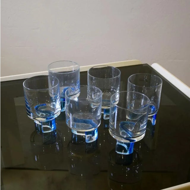 Glasses in Worked and Colored Glass, 1970s, Set of 6 For Sale - Image 4 of 8