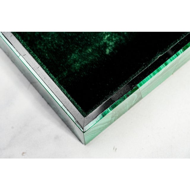 Stunning Vintage European Malachite Box Hand Cut Geometric Stone Mid Century Luxury Home Decor For Sale - Image 9 of 14