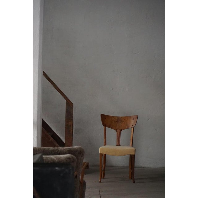 Early 20th Century Art Nouveau Danish Dining Chairs in Burl & Velvet, 1920s, Set of 4 For Sale - Image 11 of 18